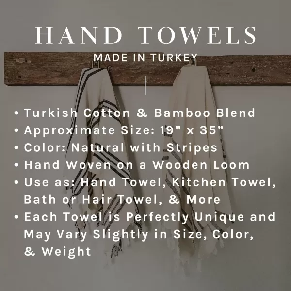 imageSweet Water Decor Turkish Cotton  Bamboo from Rayon Hand Towels  Large Size 19 x 35  Cream with Decorative Stripes  Bathroom Kitchen Dish or Baby Towel Multi Black StripesMulti Black Stripes