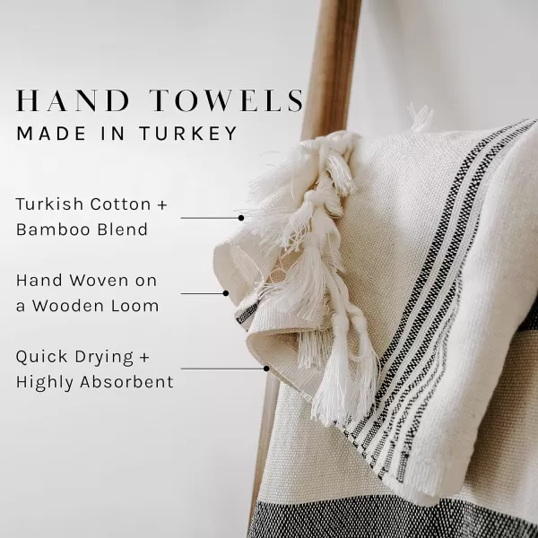 imageSweet Water Decor Turkish Cotton  Bamboo from Rayon Hand Towels  Large Size 19 x 35  Cream with Decorative Stripes  Bathroom Kitchen Dish or Baby Towel Multi Black StripesSingle Black Stipe