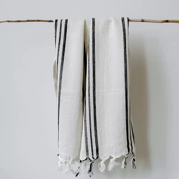 imageSweet Water Decor Turkish Cotton  Bamboo from Rayon Hand Towels  Large Size 19 x 35  Cream with Decorative Stripes  Bathroom Kitchen Dish or Baby Towel Multi Black StripesThree Black Stripes