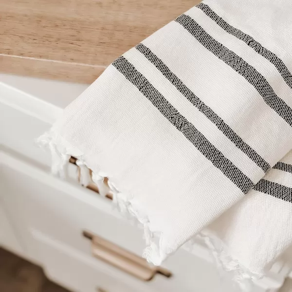 imageSweet Water Decor Turkish Cotton  Bamboo from Rayon Hand Towels  Large Size 19 x 35  Cream with Decorative Stripes  Bathroom Kitchen Dish or Baby Towel Multi Black StripesBeige  Black Stripes