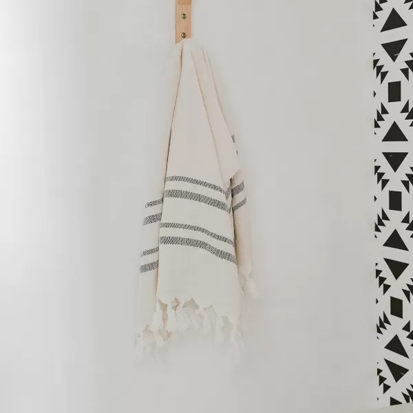 imageSweet Water Decor Turkish Cotton  Bamboo from Rayon Hand Towels  Large Size 19 x 35  Cream with Decorative Stripes  Bathroom Kitchen Dish or Baby Towel Multi Black StripesBeige  Black Stripes
