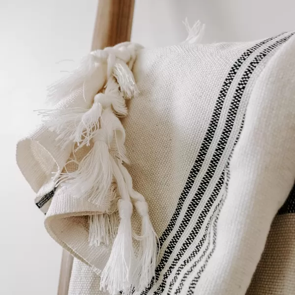 imageSweet Water Decor Turkish Cotton  Bamboo from Rayon Hand Towels  Large Size 19 x 35  Cream with Decorative Stripes  Bathroom Kitchen Dish or Baby Towel Multi Black StripesMulti Black Stripes