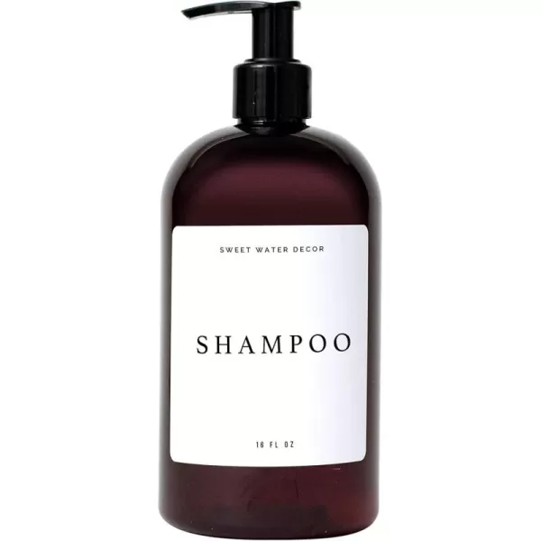 imageSweet Water Decor Amber 16 oz Plastic Dispensers  Refill Jar Soap Dispenser  Refillable Bathroom Bottles with Pump ShampooShampoo Bottle  Modern White Label