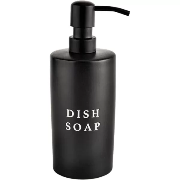 imageSweet Water Decor Black Stoneware Jar with Matte Black Metal Pump  Refill Hand Soap Dispenser  15 oz Refillable Bottle with Black Embossed Text  Rustic Modern Farmhouse Gift Hand SoapBlack