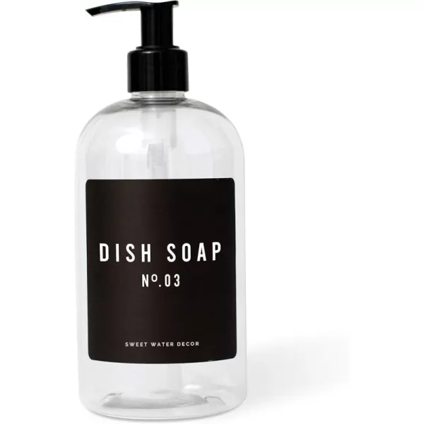 imageSweet Water Decor Clear 16 oz Plastic Soap Bottle Dispenser  HandLettered Dish Soap Label on Dispensers  Farmhouse Kitchen  Refillable Soap Bottles  Soap PumpClear Bottle  Black Label