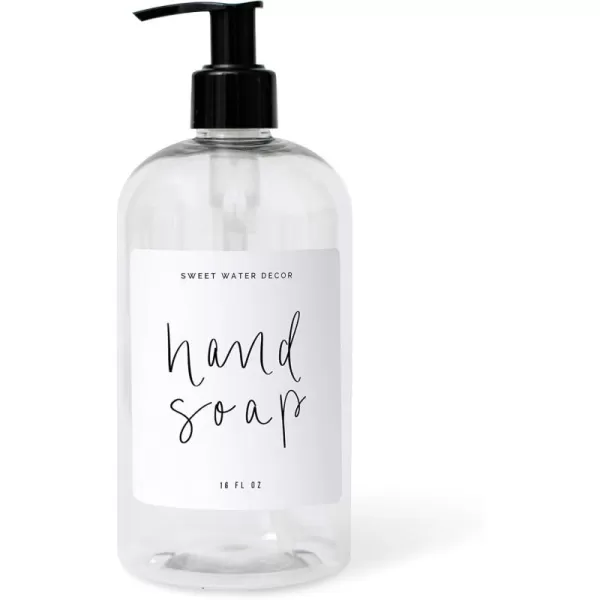 imageSweet Water Decor Clear 16 oz Plastic Soap Bottle Dispenser  HandLettered Hand Soap Label on Dispensers  Farmhouse Kitchen  Refillable Soap Bottles  Soap PumpClear Bottle  Script Design