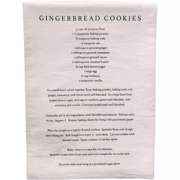 imageSweet Water Decor Gingerbread Tea Towel  100 Cotton  Large Size 28 x 25 inches  Cream with Gingerbread Cookie Recipe  Bathroom Kitchen DishCream  Gingerbread