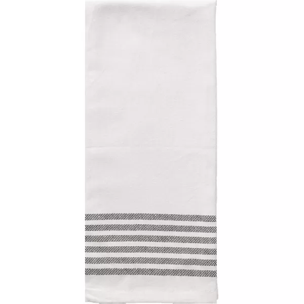 imageSweet Water Decor Striped Tea Towel  100 Cotton  Large Size 3193 x 18 inches  Cream with Black Decorative Stripes  Bathroom Kitchen Dish or Baby Towel Three StipesHorizontal Striped Tea Towel  Six Stripes