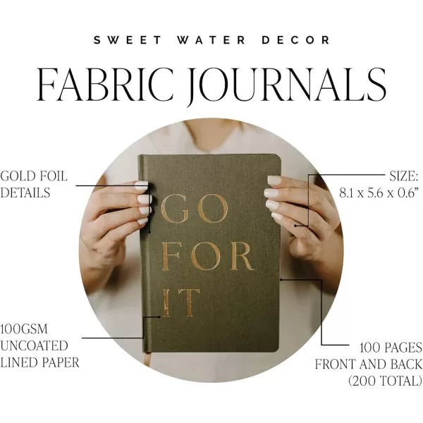 imageSweet Water Decor Cute Motivational Lined Composition Notebook for Women 100 Ruled Pages for Writing Diary with Fabric Inspirational Cover You Got ThisGo For It