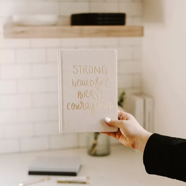 imageSweet Water Decor Cute Motivational Lined Composition Notebook for Women 100 Ruled Pages for Writing Diary with Fabric Inspirational Cover You Got ThisStrong Beautiful Brave Courageous