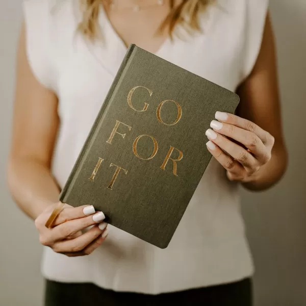 imageSweet Water Decor Cute Motivational Lined Composition Notebook for Women 100 Ruled Pages for Writing Diary with Fabric Inspirational Cover You Got ThisGo For It