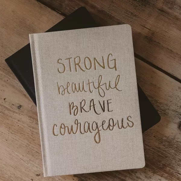 imageSweet Water Decor Cute Motivational Lined Composition Notebook for Women 100 Ruled Pages for Writing Diary with Fabric Inspirational Cover You Got ThisStrong Beautiful Brave Courageous