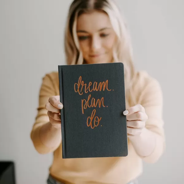 imageSweet Water Decor Cute Motivational Lined Composition Notebook for Women 100 Ruled Pages for Writing Diary with Fabric Inspirational Cover You Got ThisDream Plan Do