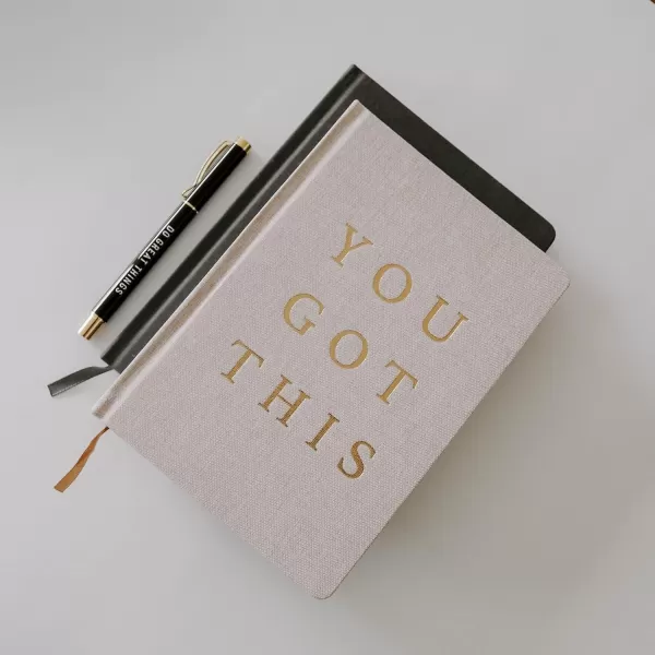 imageSweet Water Decor Cute Motivational Lined Composition Notebook for Women 100 Ruled Pages for Writing Diary with Fabric Inspirational Cover You Got ThisYou Got This
