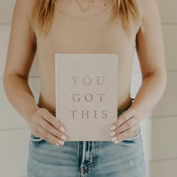 imageSweet Water Decor Cute Motivational Lined Composition Notebook for Women 100 Ruled Pages for Writing Diary with Fabric Inspirational Cover You Got ThisYou Got This