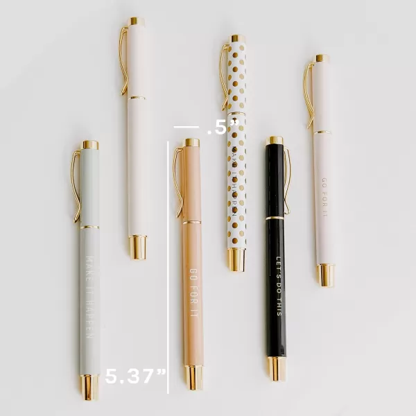 imageSweet Water Decor Inspirational Metal Pen Set  Motivational Pen Set for Home and Office  Refillable Pens with Black Ink  Neutral Desk Decor for Women  Graduation New Job Teacher Gifts for HerGo For It Set