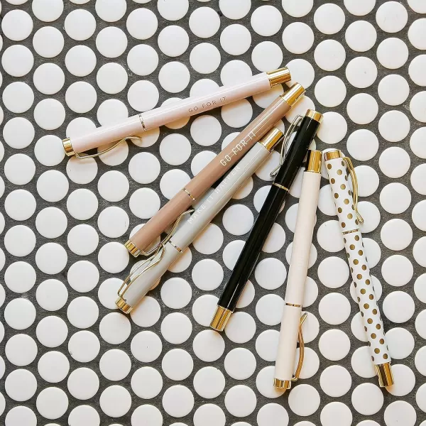 imageSweet Water Decor Inspirational Metal Pen Set  Motivational Pen Set for Home and Office  Refillable Pens with Black Ink  Neutral Desk Decor for Women  Graduation New Job Teacher Gifts for HerYou Got This Set