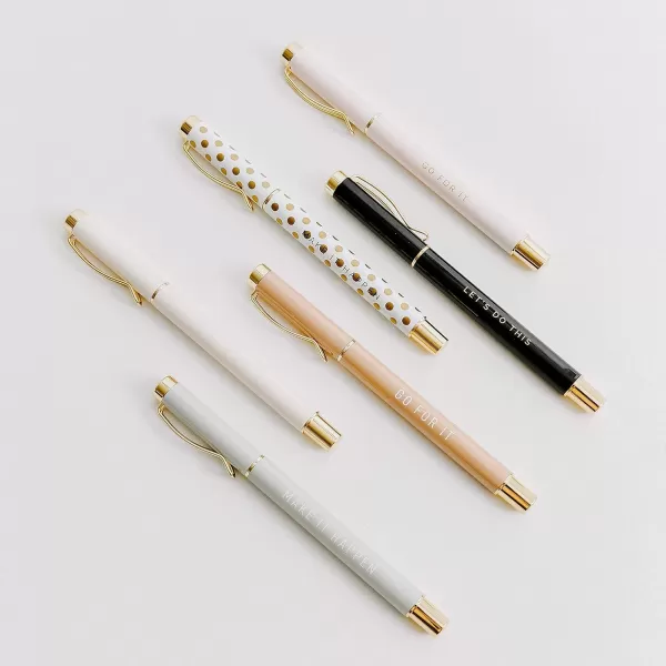 imageSweet Water Decor Inspirational Metal Pen Set  Motivational Pen Set for Home and Office  Refillable Pens with Black Ink  Neutral Desk Decor for Women  Graduation New Job Teacher Gifts for HerInspirational Set