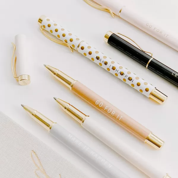 imageSweet Water Decor Inspirational Metal Pen Set  Motivational Pen Set for Home and Office  Refillable Pens with Black Ink  Neutral Desk Decor for Women  Graduation New Job Teacher Gifts for HerYou Got This Set