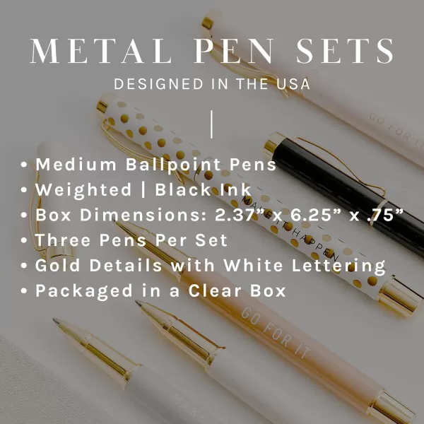 imageSweet Water Decor Inspirational Metal Pen Set  Motivational Pen Set for Home and Office  Refillable Pens with Black Ink  Neutral Desk Decor for Women  Graduation New Job Teacher Gifts for HerYou Got This Set