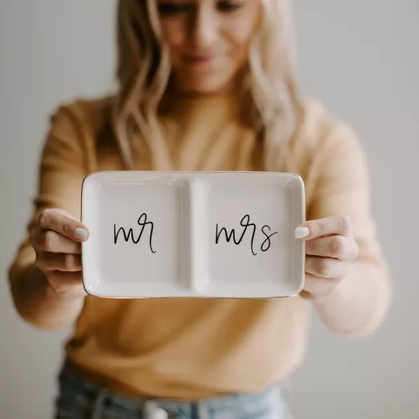 imageSweet Water Decor Mr and Mrs Ring Dish  Personalized Wedding Gift ampamp Engagement Ring Dish Holder Gift  Ring Tray for Jewelry Organizer  Trinket Tray  Vanity Tray ampamp Bedroom Decor  Ceramic White