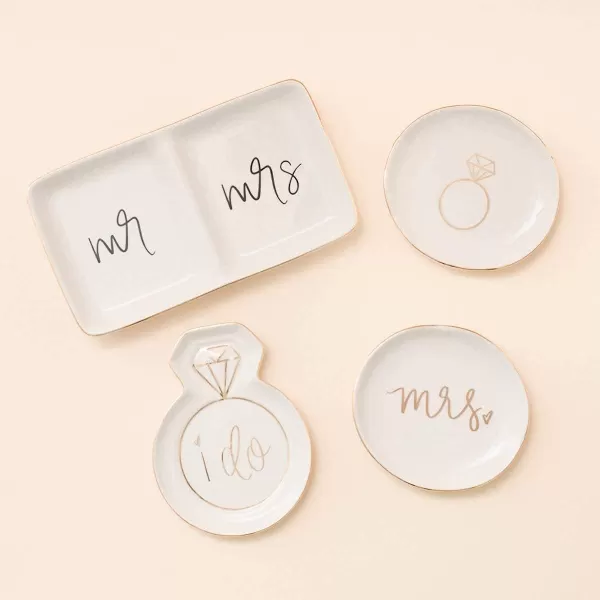 imageSweet Water Decor Mr and Mrs Ring Dish  Personalized Wedding Gift ampamp Engagement Ring Dish Holder Gift  Ring Tray for Jewelry Organizer  Trinket Tray  Vanity Tray ampamp Bedroom Decor  Ceramic White