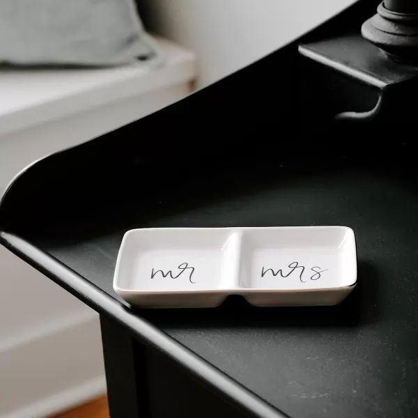 imageSweet Water Decor Mr and Mrs Ring Dish  Personalized Wedding Gift ampamp Engagement Ring Dish Holder Gift  Ring Tray for Jewelry Organizer  Trinket Tray  Vanity Tray ampamp Bedroom Decor  Ceramic White
