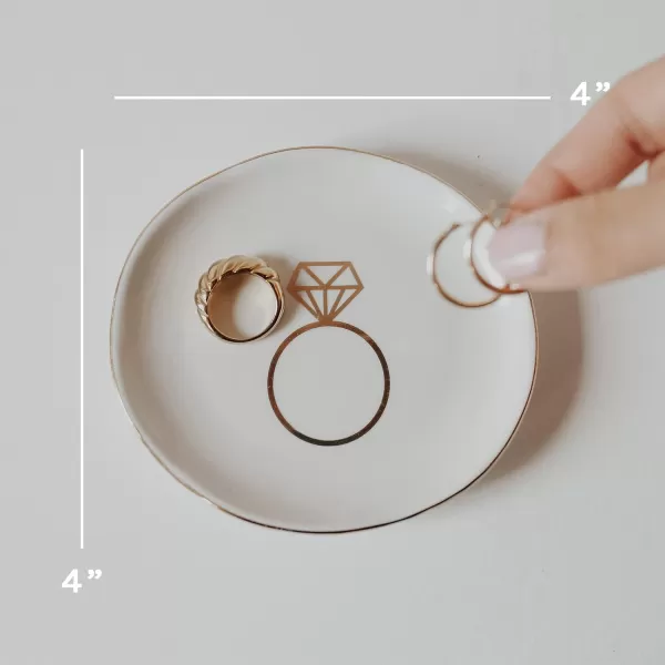 imageSweet Water Decor Ring Jewelry Dish Tray  Great for Her Engagement Engaged Ring Dish Holder Bride Ring Holder Gold Ceramic Trinket Tray Wedding AccessoriesModern