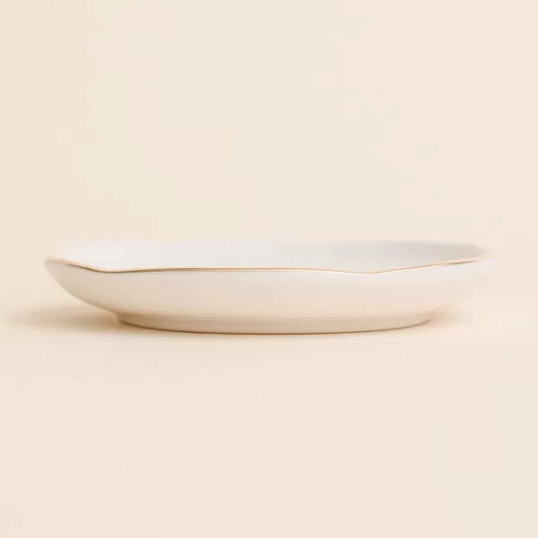 imageSweet Water Decor Ring Jewelry Dish Tray  Great for Her Engagement Engaged Ring Dish Holder Bride Ring Holder Gold Ceramic Trinket Tray Wedding AccessoriesRing