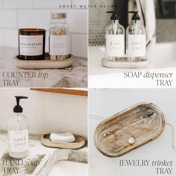imageSweet Water Decor Rustic Wood Tray for Home  Kitchen and Bathroom Dispenser Holder  Jewelry Dish  Wooden Soap Holder for Bottles  Trays for Counter Tops  Vanity Plate  Farmhouse Dish Dcor69 x 37 x 08