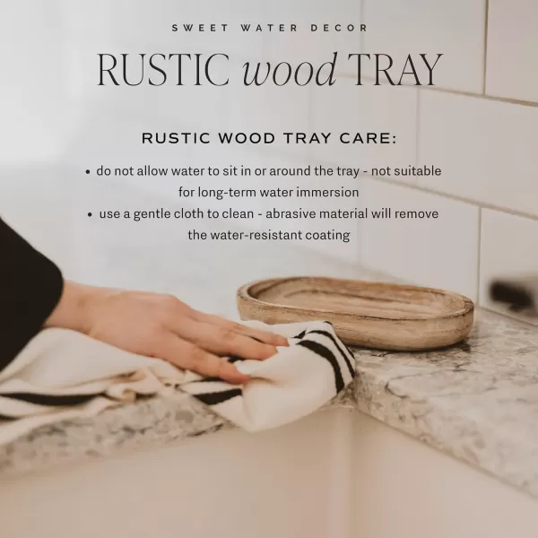 imageSweet Water Decor Rustic Wood Tray for Home  Kitchen and Bathroom Dispenser Holder  Jewelry Dish  Wooden Soap Holder for Bottles  Trays for Counter Tops  Vanity Plate  Farmhouse Dish Dcor69 x 37 x 08
