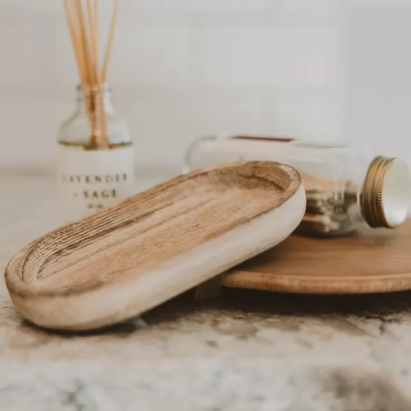 imageSweet Water Decor Rustic Wood Tray for Home  Kitchen and Bathroom Dispenser Holder  Jewelry Dish  Wooden Soap Holder for Bottles  Trays for Counter Tops  Vanity Plate  Farmhouse Dish Dcor69 x 37 x 08