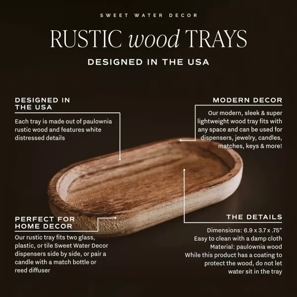 imageSweet Water Decor Rustic Wood Tray for Home  Kitchen and Bathroom Dispenser Holder  Jewelry Dish  Wooden Soap Holder for Bottles  Trays for Counter Tops  Vanity Plate  Farmhouse Dish Dcor69 x 37 x 08