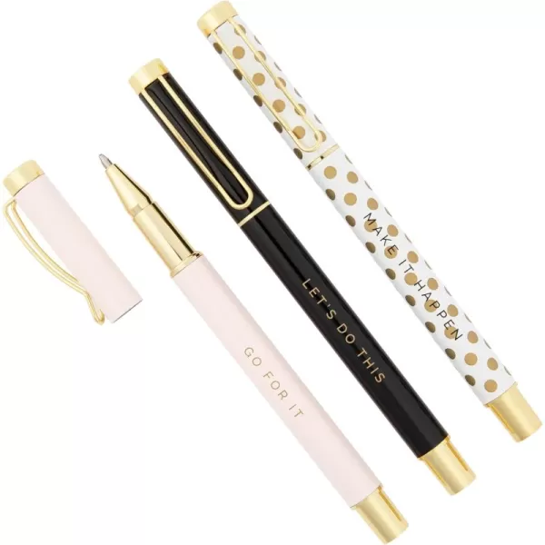 imageSweet Water Decor Inspirational Metal Pen Set  Motivational Pen Set for Home and Office  Refillable Pens with Black Ink  Neutral Desk Decor for Women  Graduation New Job Teacher Gifts for HerInspirational Set