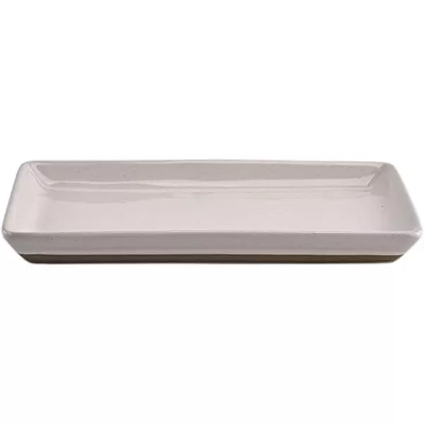 imageSweet Water Decor Matte Black Stoneware Tray  Kitchen and Bathroom Dispenser Holder  Jewelry Dish  Glass Soap Holder for Bottles  Long Plate for Counter Tops  Vanity DecorCream