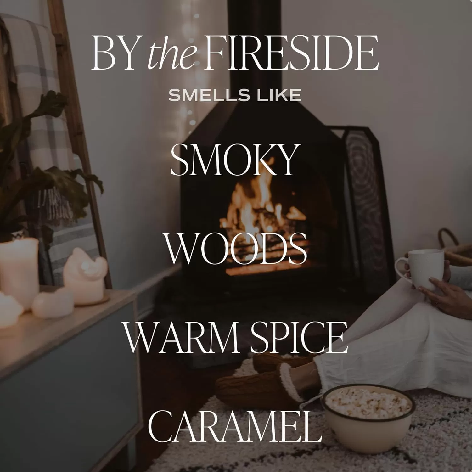 imageSweet Water Decor By The Fireside Candle  Vanilla Caramel Amber Tonka Smoky Woods Musk Winter Scented Soy Candles for Home  15oz Tan Jar 70 Hour Burn Time Made in the USATan