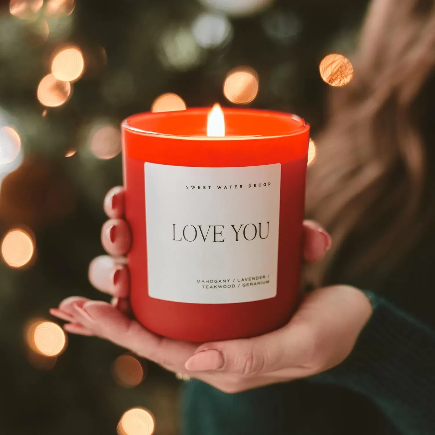 imageSweet Water Decor By The Fireside Candle  Vanilla Caramel Amber Tonka Smoky Woods Musk Winter Scented Soy Candles for Home  15oz Tan Jar 70 Hour Burn Time Made in the USARed