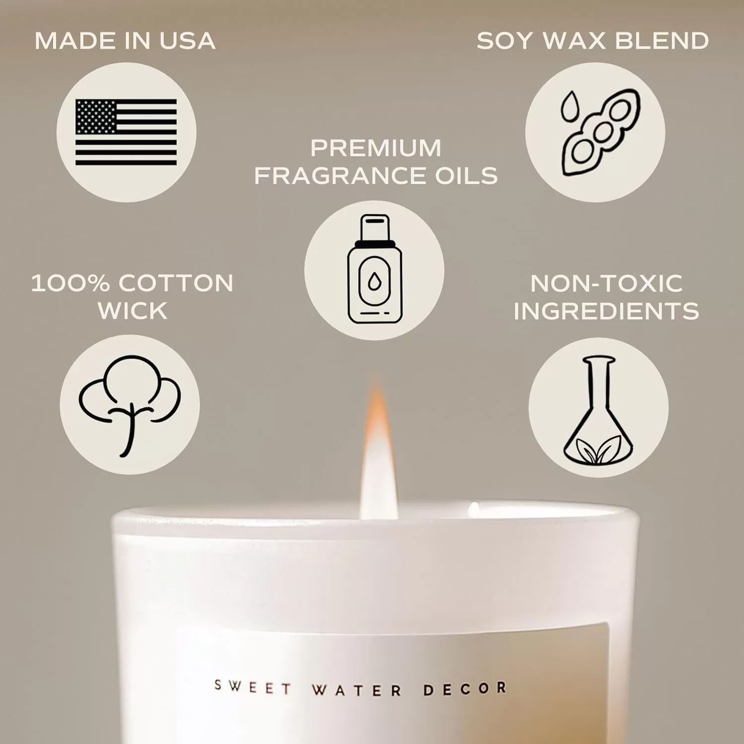 imageSweet Water Decor By The Fireside Candle  Vanilla Caramel Amber Tonka Smoky Woods Musk Winter Scented Soy Candles for Home  15oz Tan Jar 70 Hour Burn Time Made in the USATan