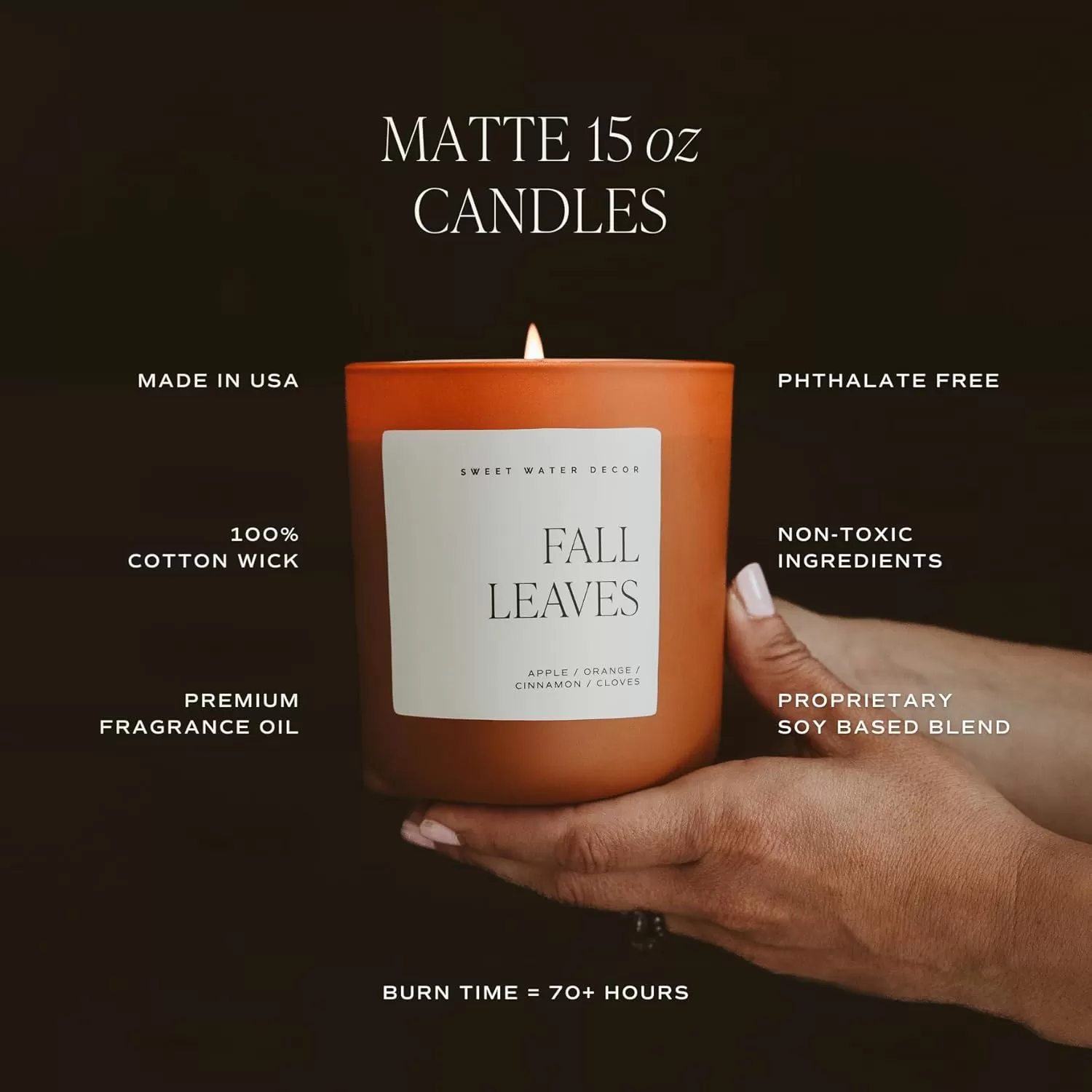 imageSweet Water Decor By The Fireside Candle  Vanilla Caramel Amber Tonka Smoky Woods Musk Winter Scented Soy Candles for Home  15oz Tan Jar 70 Hour Burn Time Made in the USAOrange