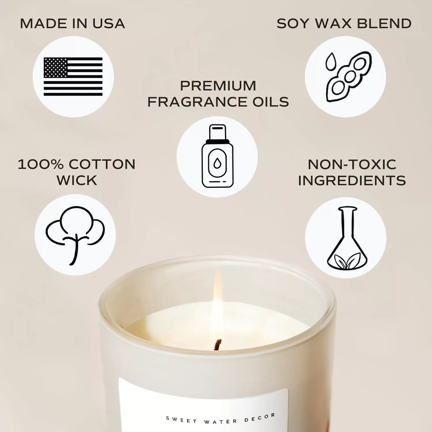 imageSweet Water Decor By The Fireside Candle  Vanilla Caramel Amber Tonka Smoky Woods Musk Winter Scented Soy Candles for Home  15oz Tan Jar 70 Hour Burn Time Made in the USATan