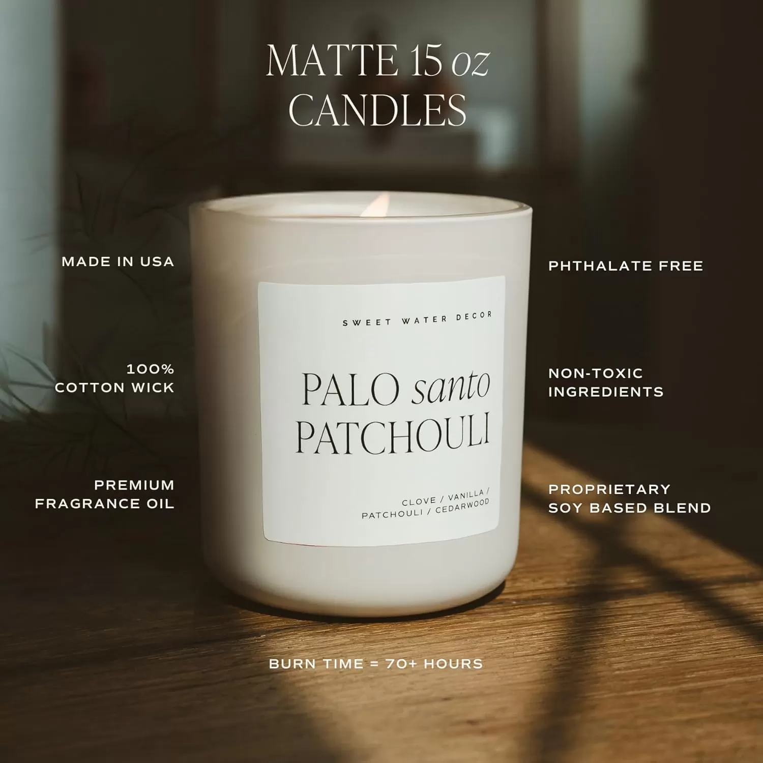 imageSweet Water Decor By The Fireside Candle  Vanilla Caramel Amber Tonka Smoky Woods Musk Winter Scented Soy Candles for Home  15oz Tan Jar 70 Hour Burn Time Made in the USATan