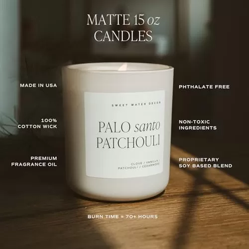 imageSweet Water Decor By The Fireside Candle  Vanilla Caramel Amber Tonka Smoky Woods Musk Winter Scented Soy Candles for Home  15oz Tan Jar 70 Hour Burn Time Made in the USATan