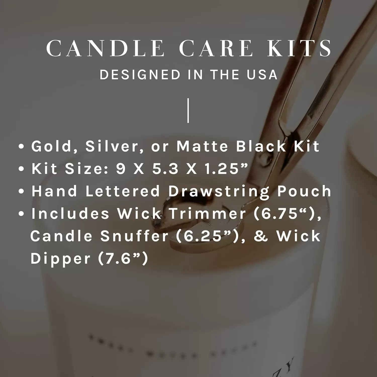 imageSweet Water Decor Candle Care Kit  Golden Candle Accessory Set Includes Wick Trimmer Wick Dipper and Bell Snuffer Tools with Drawstring Bag for Candle Lovers GoldSilver