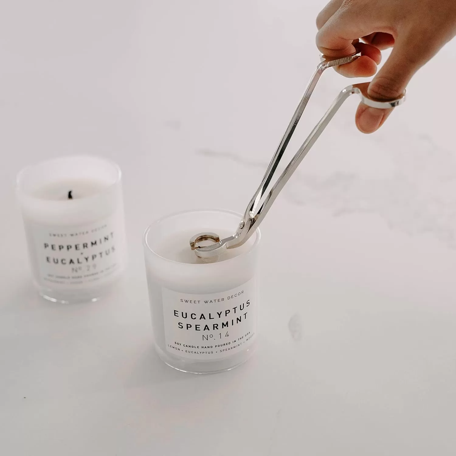 imageSweet Water Decor Candle Care Kit  Golden Candle Accessory Set Includes Wick Trimmer Wick Dipper and Bell Snuffer Tools with Drawstring Bag for Candle Lovers GoldSilver