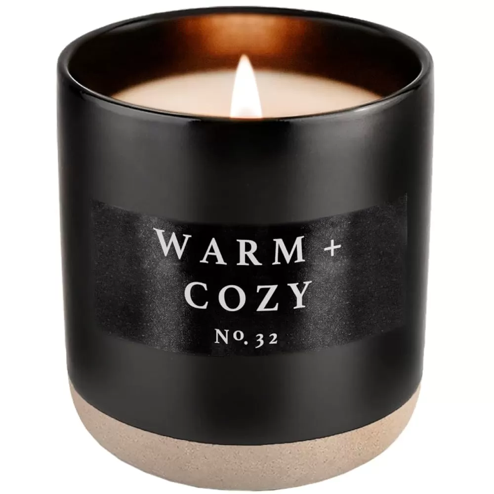 imageSweet Water Decor Christmas Candle  Apple Cider Cinnamon Fresh Cut Christmas Tree and Cookies Scented Soy Candle for Home  12oz Black Stoneware Jar 60 Hour Burn Time Made in the USAWarm  Cozy