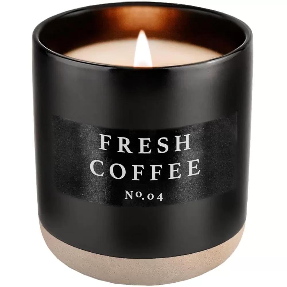 imageSweet Water Decor Christmas Candle  Apple Cider Cinnamon Fresh Cut Christmas Tree and Cookies Scented Soy Candle for Home  12oz Black Stoneware Jar 60 Hour Burn Time Made in the USAFresh Coffee