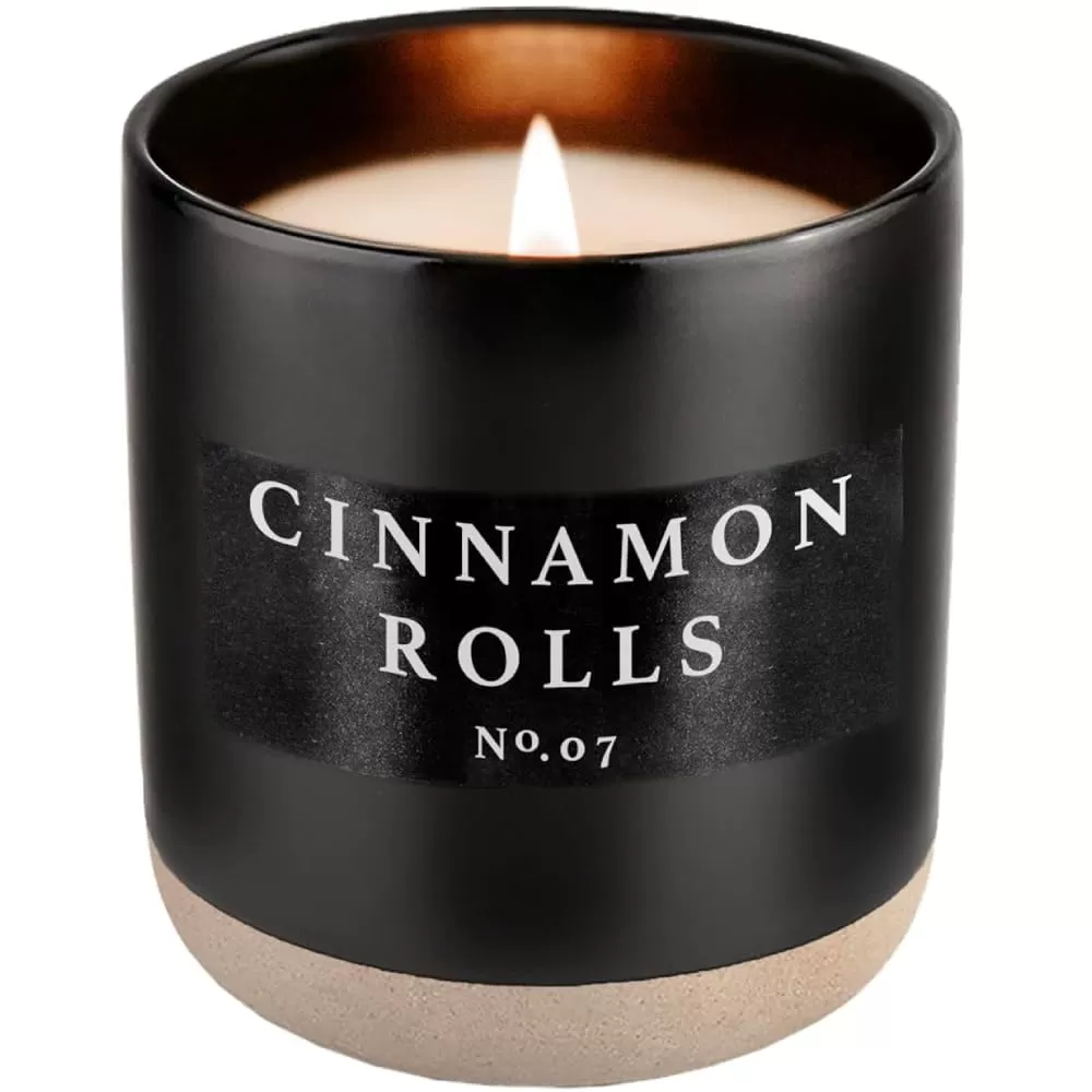 imageSweet Water Decor Christmas Candle  Apple Cider Cinnamon Fresh Cut Christmas Tree and Cookies Scented Soy Candle for Home  12oz Black Stoneware Jar 60 Hour Burn Time Made in the USACinnamon Rolls