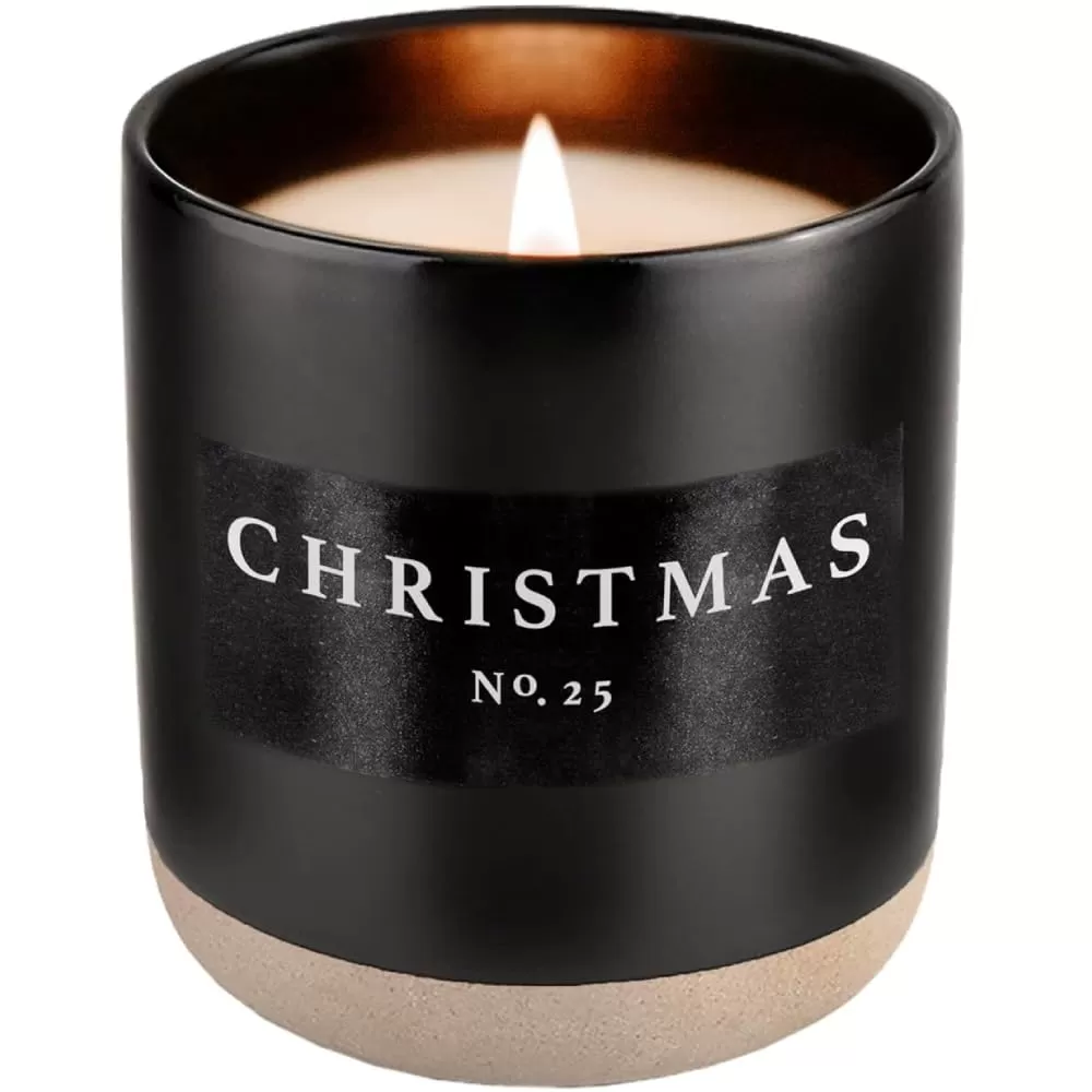 imageSweet Water Decor Christmas Candle  Apple Cider Cinnamon Fresh Cut Christmas Tree and Cookies Scented Soy Candle for Home  12oz Black Stoneware Jar 60 Hour Burn Time Made in the USAChristmas
