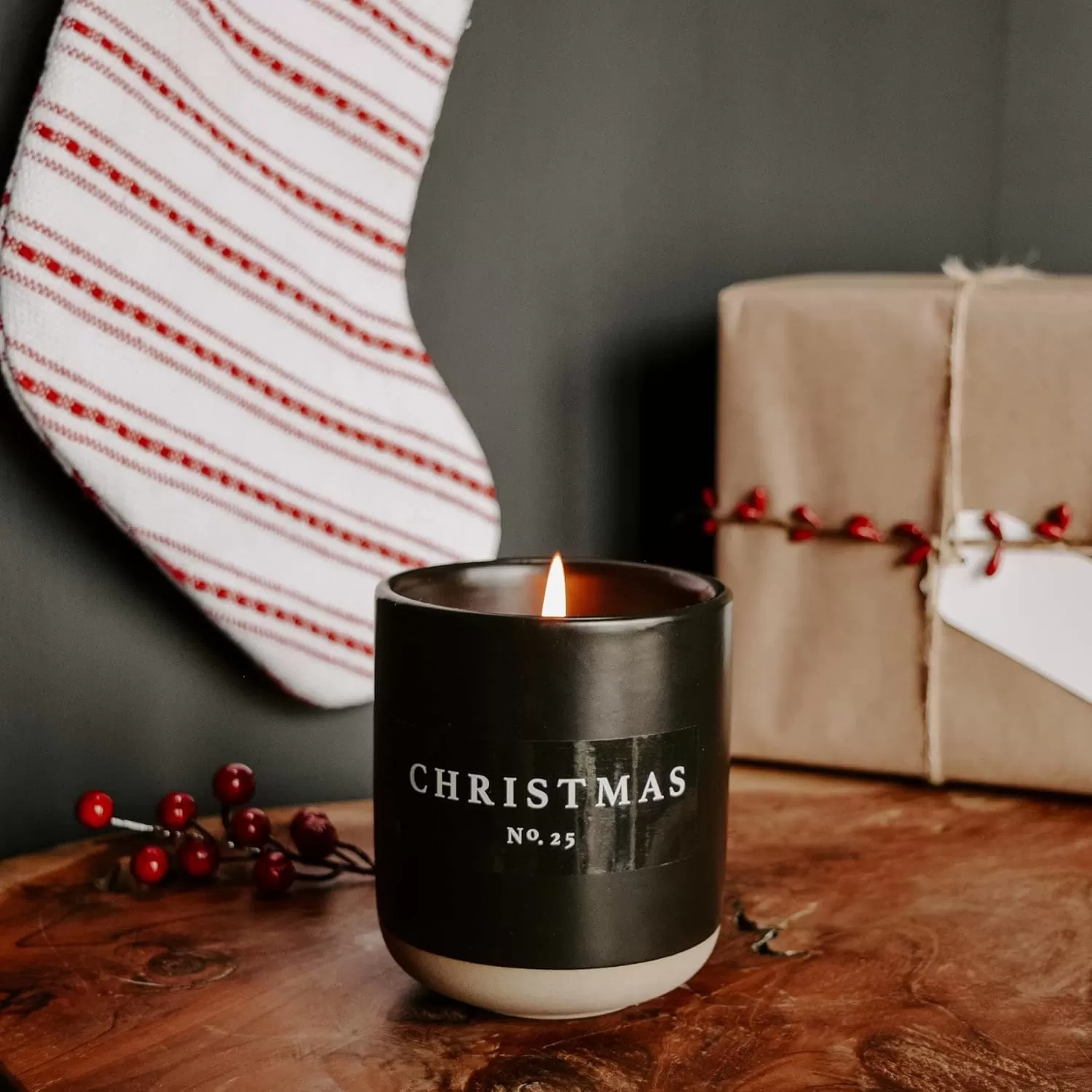 imageSweet Water Decor Christmas Candle  Apple Cider Cinnamon Fresh Cut Christmas Tree and Cookies Scented Soy Candle for Home  12oz Black Stoneware Jar 60 Hour Burn Time Made in the USAChristmas