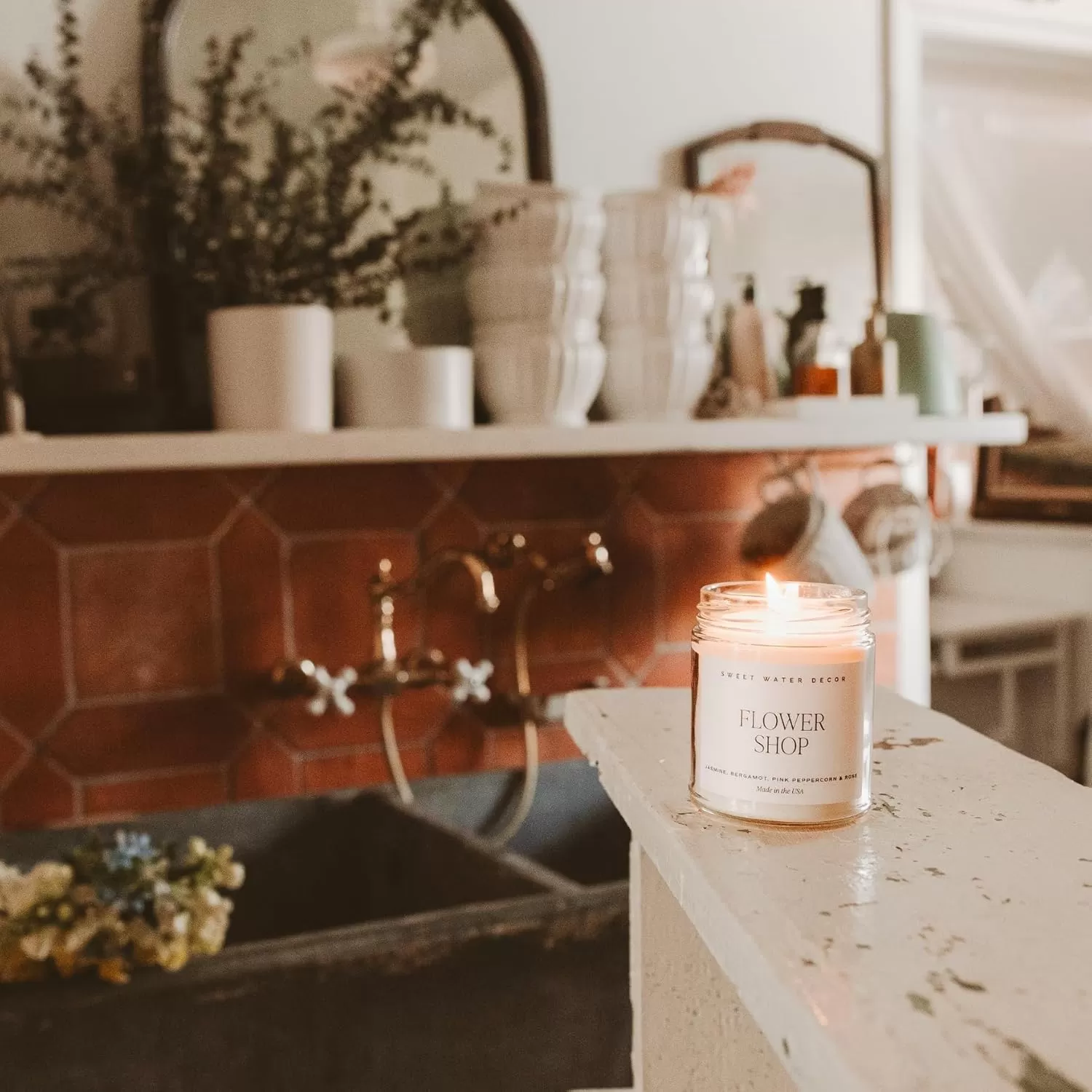 imageSweet Water Decor Christmas Candle  Cinnamon Trees Orange and Clove Scents  Christmas Candles and Decor for Home  9oz Clear Jar Soy Candle Made in the USAFlower Shop
